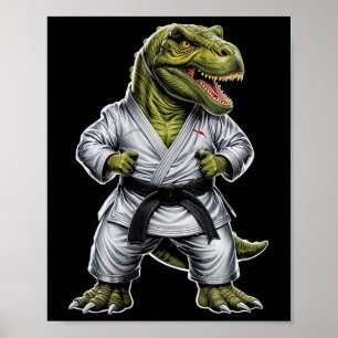 Affiche Rex Arts Martiaux Dinosaure Karaté Jiu-jitsu Ninja