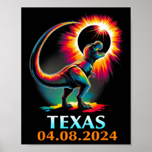 Affiche Rex Dinosaur Texas Total Solar Eclipse 2024