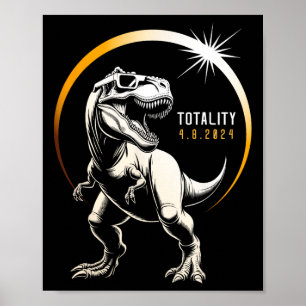 Affiche Rex Total Solaire Eclipse 2024 Dinosaure Avril 8 H