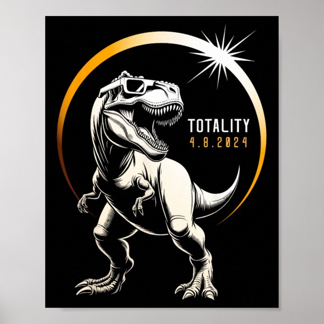 Affiche Rex Total Solaire Eclipse 2024 Dinosaure Avril 8 H (Devant)