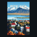Affiche Reykjavík Islande Travel Art Vintage<br><div class="desc">Reykjavík design de déplacement vectoriel rétro. Reykjavík est la capitale la plus septentrionale d'un État souverain dans le monde. C'est l'une des villes les plus propres,  les plus vertes et les plus sûres du monde.</div>