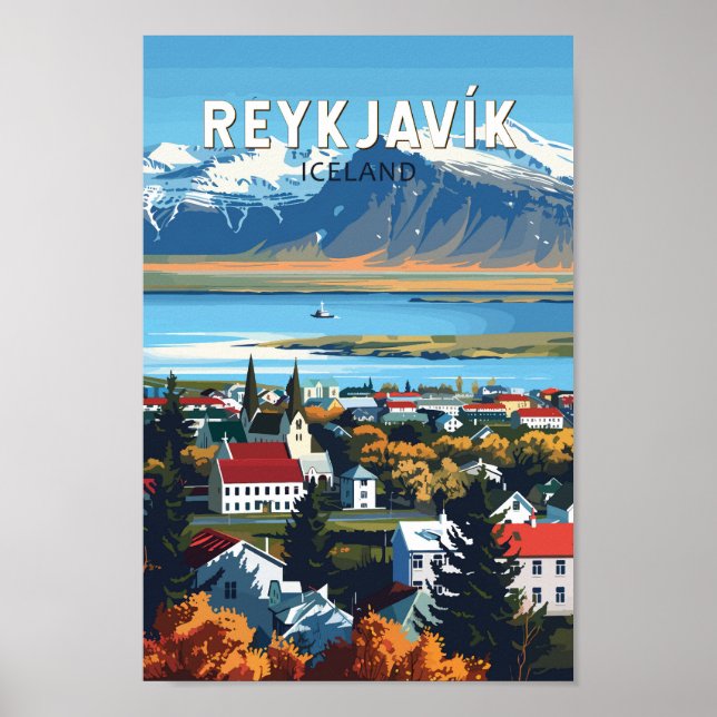 Affiche Reykjavík Islande Travel Art Vintage (Devant)