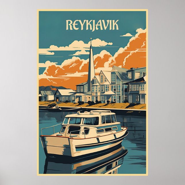 Affiche Reykjavik, Islande, voyage (Devant)