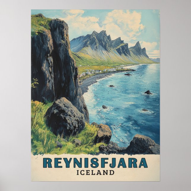 Affiche Reynisfjara Beach Islande Vintage voyage (Devant)
