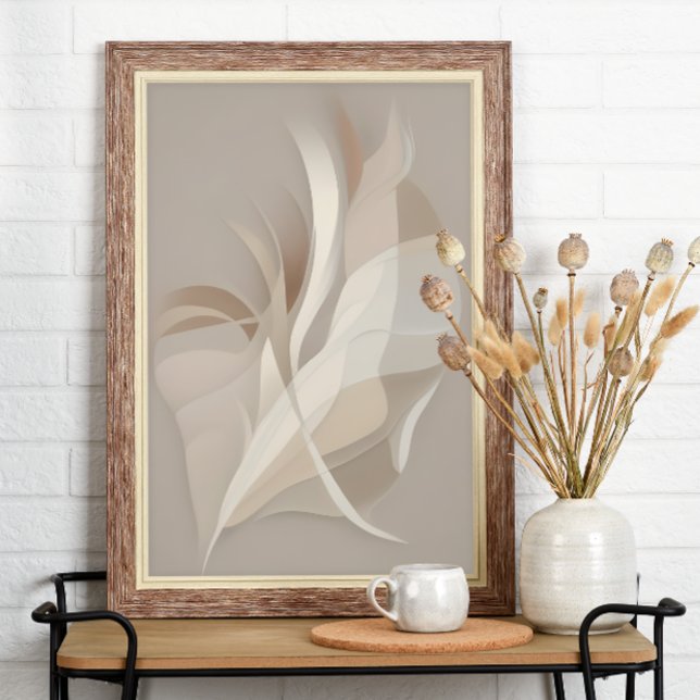Affiche "Rhapsodie plumée" | Art abstrait beige (Créateur téléchargé)