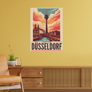 Affiche Rhin Tower Dusseldorf Rheinturm cadeau allemand