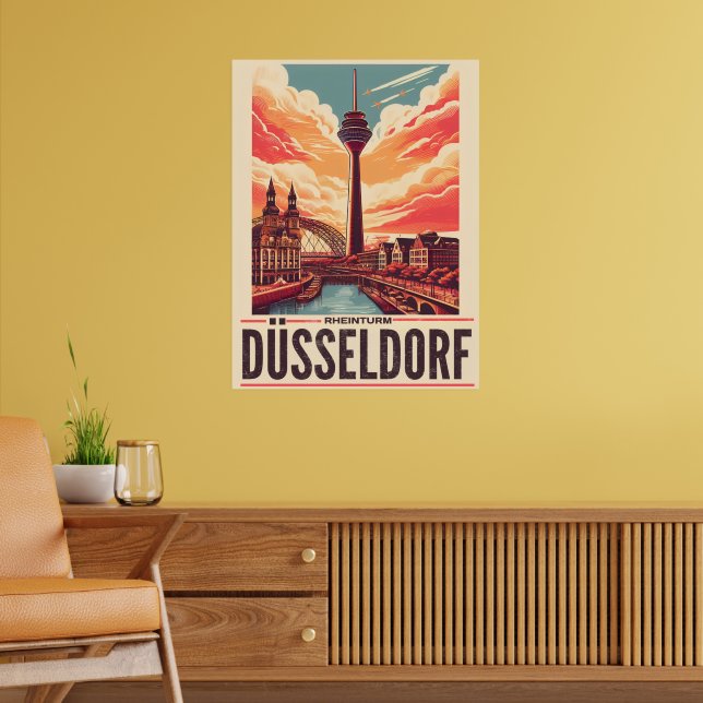 Affiche Rhin Tower Dusseldorf Rheinturm cadeau allemand (Salon 2)