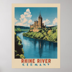 Affiche Rhine Allemagne Vintage voyage