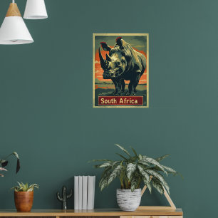 Affiche Rhino Afrique du Sud Vintage