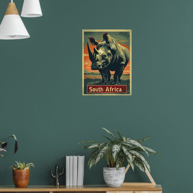 Affiche Rhino Afrique du Sud Vintage (Salon 1)