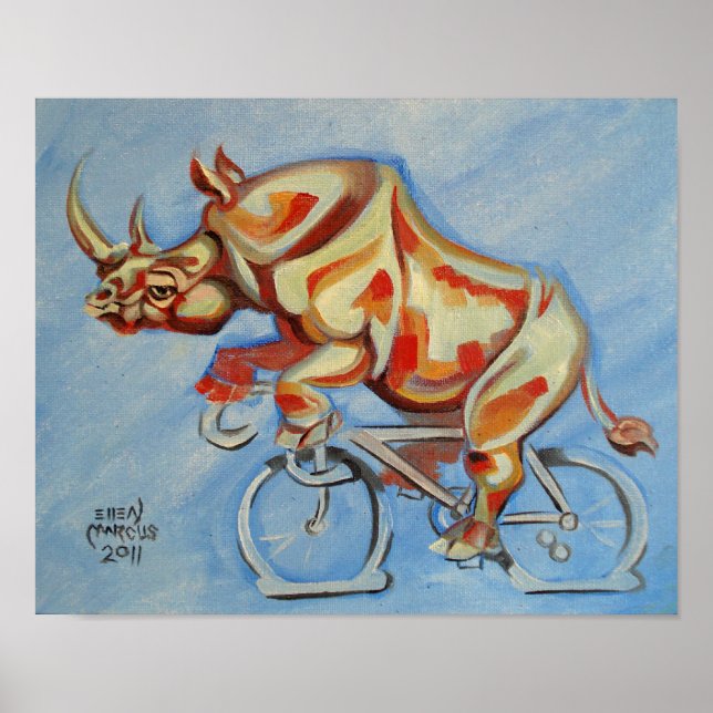 Affiche Rhino en vélo (Devant)