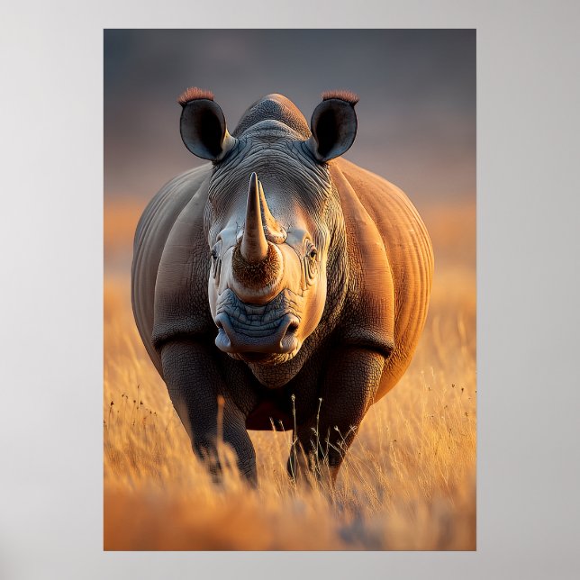 Affiche Rhino majestueux dans les Prairies d'or (Devant)