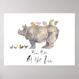 Affiche RHINO, Rhino Rides, Au zoo
