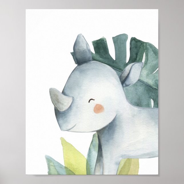 Affiche Rhino Safari Jungle Baby Nursery Imprimer (Devant)