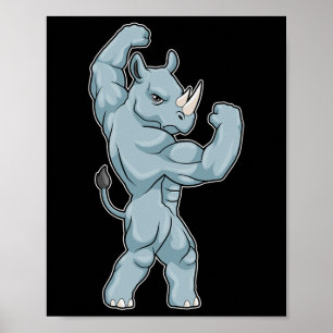 Affiche Rhinocéros culturiste musculation sports
