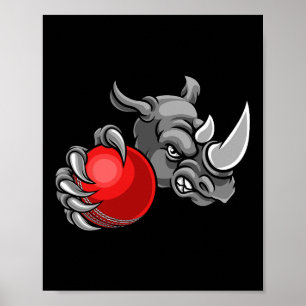 Affiche Rhinocéros Dessin Animé Sports Rhinocéros Mascotte