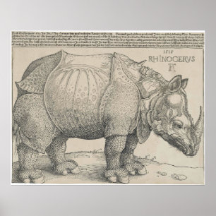 Affiche Rhinocéros, gravure sur bois par Albrecht Durer