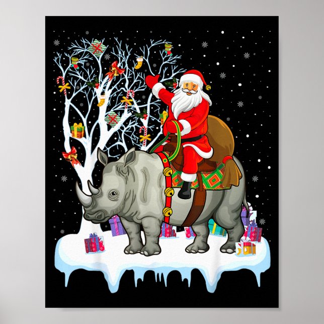 Affiche Rhinoceros Lover Xmas Gift Santa Riding Rhino Chri (Devant)