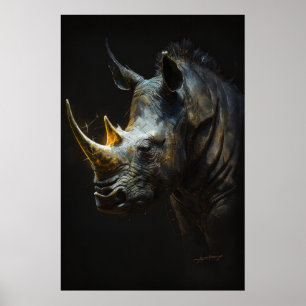 Affiche Rhinoceros Portrait Animal Nature Faune Esprit