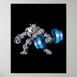 Affiche Rhinocéros soulevant des poids Bodybuilding Bête G