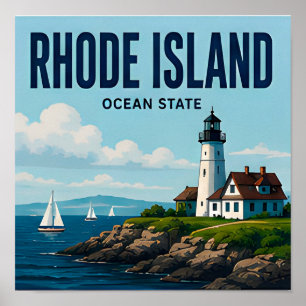 Affiche Rhode Island Capitole Harbour État océanique