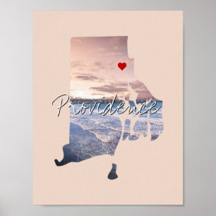 Affiche Rhode Island State Photo insert and town name