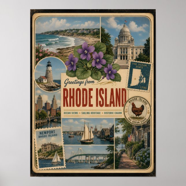 Affiche Rhode Island Style Vintage Authentique (Devant)