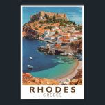 Affiche Rhodes Grèce Illustration Voyage Art Vintage<br><div class="desc">Rhodes conception de déplacement vectoriel rétro. Rhodes,  la plus grande des îles du Dodécanèse de Grèce,  est connue pour ses stations balnéaires et ses ruines antiques.</div>