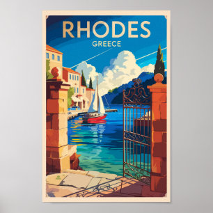 Affiche Rhodes Grèce Travel Art Vintage
