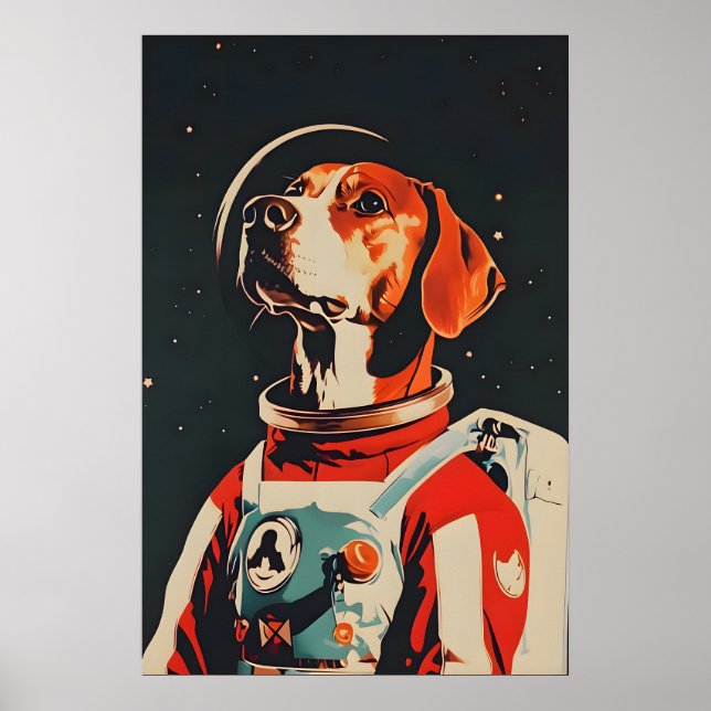 Affiche Rhodesian Ridgeback Astronaut Poster, Rhodesian (Devant)