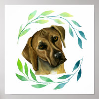 Rhodesian Ridgeback Dog avec l'aquarelle Wreath