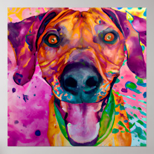 Affiche Rhodesian Ridgeback Dog Portrait Art