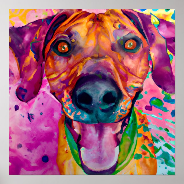 Affiche Rhodesian Ridgeback Dog Portrait Art (Devant)