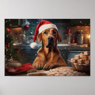 Affiche Rhodesian Ridgeback Noël Cookies de vacances