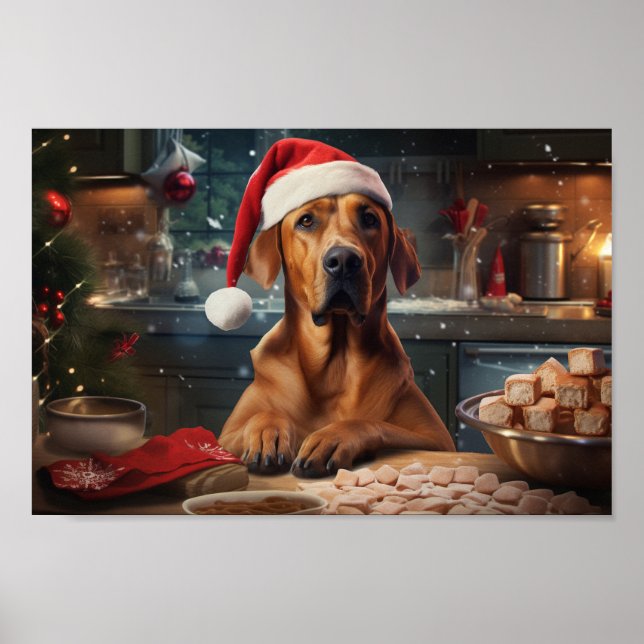 Affiche Rhodesian Ridgeback Noël Cookies de vacances (Devant)