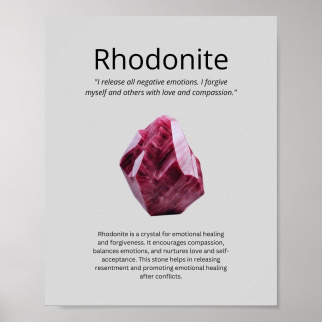 Affiche Rhodonite Crystal Signification (Devant)