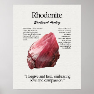 Affiche Rhodonite Gem Crystal Signification Carte
