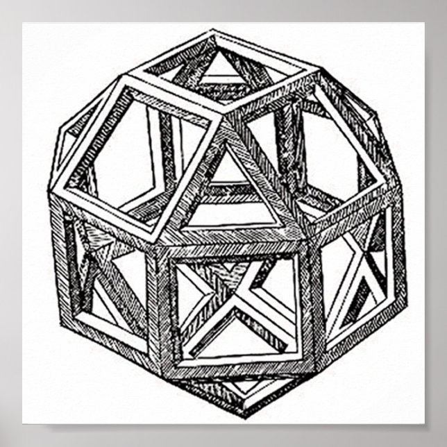 Affiche Rhombicuboctahedron, Léonard de Vinci (Devant)