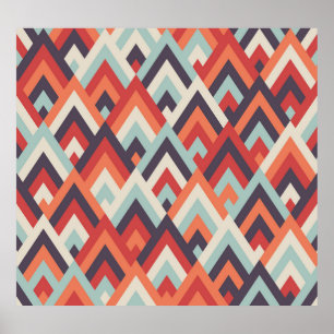 Affiche Rhombus géométrique : Motif coloré Vintage.