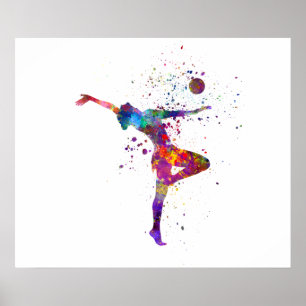 Affiche Rhythmic gymnastics in watercolor