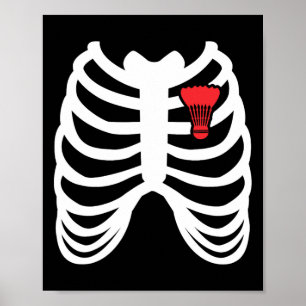 Affiche Rib Cage Funny Badminton Joueur T Chemise Cadeau