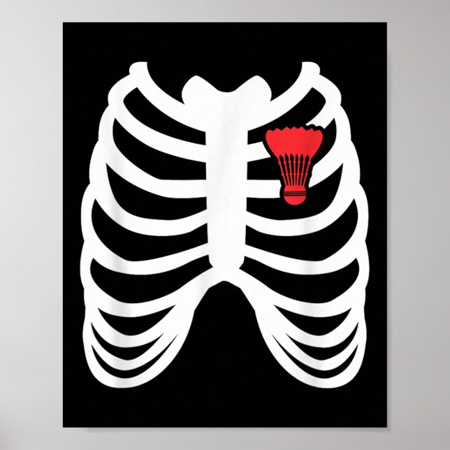 Affiche Rib Cage Funny Badminton Player T Shirt Gift  (Devant)
