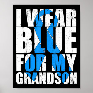 Affiche Ribbon Autisme Je Porte Du Bleu Pour Mon Grand-Fil