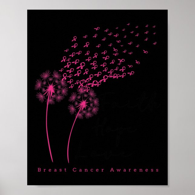 Affiche Ribbon Dandelion Foi Espoir Amour Cancer du sein (Devant)