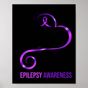 Affiche Ribbon de coeur pour la sensibilisation à l'épilep
