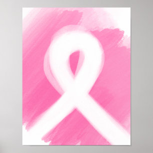 Affiche Ribbon de sensibilisation au cancer du sein Aquare