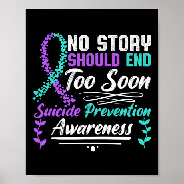 Affiche Ribbon de sensibilisation au suicide Aucune histoi (Devant)