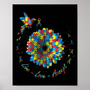 Affiche Ribbon Fleur Oiseau Puzzle Amour En Vie Accepter A