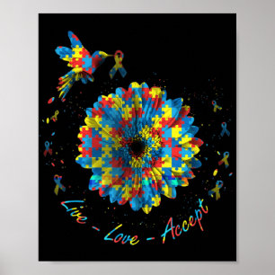 Affiche Ribbon Fleur Oiseau Puzzle Amour En Vie Accepter A