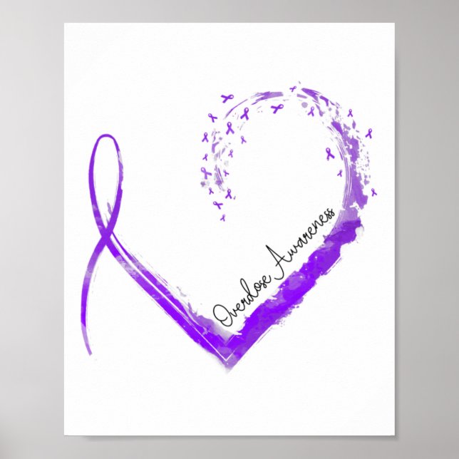 Affiche Ribbon Heart Overdose Awareness 1  (Devant)